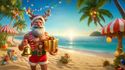 santa claus at beach,christmas on beach,christmas island,christmas background,christmasbackground,christmas wallpaper,natal,st claus,travelocity,christmas trailer,elfed,north pole,claus,santaland,lutin,holidaymaker,father christmas,santa claus,christmas balls background,roelf