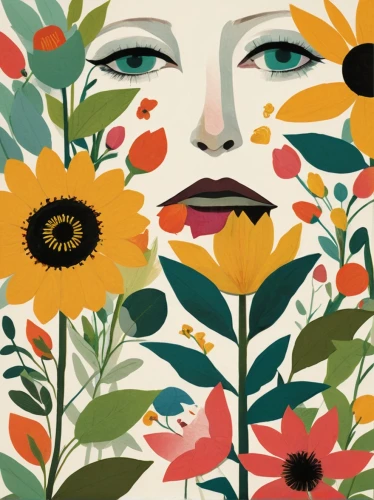 flower illustrative,girl in flowers,sunflower lace background,flowers png,floral composition,floral background,flowerbox,blanket of flowers,retro flowers,margueritte,flower illustration,marimekko,helianthus,flower wall en,flowerhead,ox-eye daisy,flowerbed,flower painting,margriet,vintage flowers,Illustration,Vector,Vector 08