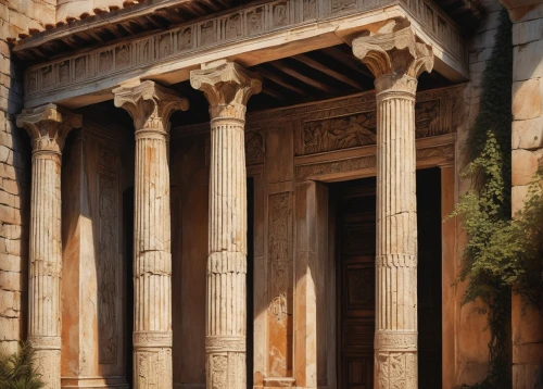 baalbek,greek temple,temple of diana,house with caryatids,doric columns,baalbeck,erechtheion,celsus library,peristyle,ephesus,leptis,agrigento,colonnaded,erechtheus,roman temple,portico,stoa,roman columns,antiquities,athens,Illustration,Paper based,Paper Based 05