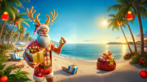 santa claus at beach,christmas on beach,christmas island,santa claus with reindeer,christmas background,christmasbackground,st claus,christmas wallpaper,santa claus,travelocity,santaji,saint nicholas,natal,reindeer from santa claus,father christmas,roelf,yuletide,santa and girl,santaland,santas