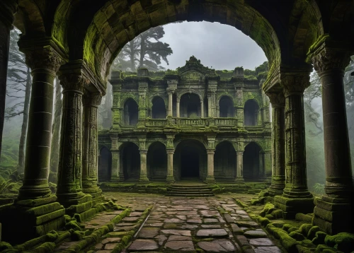 ruins,ancient ruins,ruinas,abandoned place,abandoned places,the ruins of the,ancient buildings,the ruins of the palace,ghost castle,ruin,marble palace,stone palace,ranakpur,hall of the fallen,ancient house,bomarzo,ruine,monasteries,pillars,lost places,Illustration,Retro,Retro 20