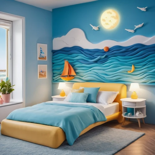 kids room,boy's room picture,children's bedroom,baby room,sleeping room,nursery decoration,children's room,ocean background,guestroom,wall decoration,great room,ocean paradise,guest room,headboards,wall plaster,beach house,wallcoverings,room newborn,wall decor,modern decor,Photography,General,Realistic