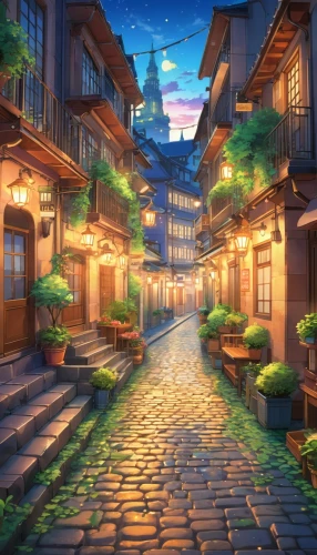 townscapes,kumashiro,sidestreet,sidestreets,ruelle,the cobbled streets,aurora village,narrow street,alleyway,wooden houses,izakaya,medieval street,gion,alley,yoshiwara,old linden alley,oktoberfest background,old town,cobblestone,ancient city,Illustration,Japanese style,Japanese Style 03