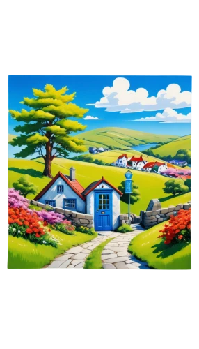 houses clipart,home landscape,landscape background,cartoon video game background,little house,lonely house,house painting,small house,springtime background,cottages,cottage,small landscape,miniature house,world digital painting,rural landscape,summer cottage,township,farmhouses,3d background,children's background,Illustration,Japanese style,Japanese Style 21