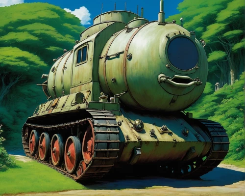 tankink,ghibli,tankette,american tank,tankbuster,studio ghibli,stug,tank,tanklike,jagdpanzer,panzer,eugen,panzerkampfwagen,russian tank,hetzer,tanque,mogami,mbt,sherman,shilka,Illustration,Japanese style,Japanese Style 14