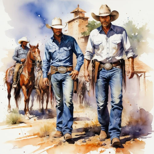 cowboys,vaqueros,ranchers,drovers,comancheros,gunfighters,cowboy silhouettes,western riding,westerns,hedeman,cowhands,charros,bundys,stockmen,lassos,wranglers,silverheels,graziers,highwaymen,ranching,Illustration,Paper based,Paper Based 03
