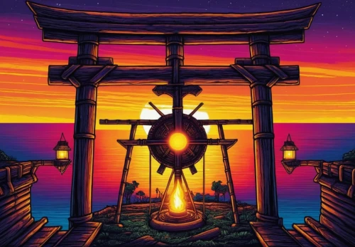 pixel art,dusk background,scroll wallpaper,beautiful wallpaper,imagawa,dusk,castlevania,shrine,game illustration,map silhouette,illuminated lantern,would a background,wallpaper,wishing well,chronicon,wallpapers,temples,alchemic,retro background,xanadu,Illustration,Realistic Fantasy,Realistic Fantasy 25