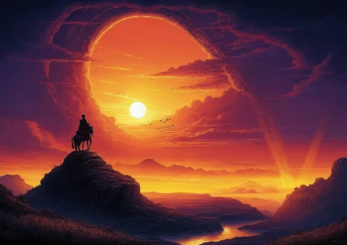 sauron,hyrule,mountain sunrise,mordor,world digital painting,house silhouette,fantasy picture,dusk background,risen,volcanic,fantasy landscape,portal,sundered,rising sun,fire mountain,fire background,samuil,beacon,sundering,beautiful wallpaper,Illustration,Realistic Fantasy,Realistic Fantasy 25