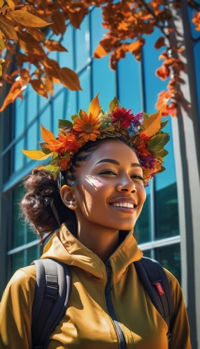 girl in a wreath,autumn wreath,girl in flowers,autumn background,fall foliage,autumn theme,autumns,fall colors,colored leaves,beautiful girl with flowers,flower crown,autumn decor,afrofuturism,colors of autumn,flowerhead,fall flowers,thanksgiving background,autumn bouquet,foliage coloring,autuori,Photography,Artistic Photography,Artistic Photography 08