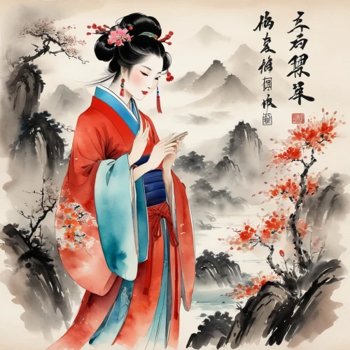 kunqu,wulin,hanfu,diaochan,oriental painting,jingqian,jianyin,maoyuan,xiaojian,yunxia,sanxia,wuxia,zhiyuan,yuexiu,kuanyin,qibao,yi sun sin,hanxiong,tujia,guobao,Illustration,Paper based,Paper Based 25