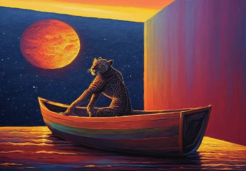 kittelsen,felino,oil painting on canvas,howling wolf,cat on a blue background,gato,constellation wolf,oil on canvas,mostovoy,adrift,red cat,redwall,soir,navigator,coyote,escapism,wolpaw,sailing orange,catamaran,oil painting,Illustration,Realistic Fantasy,Realistic Fantasy 25