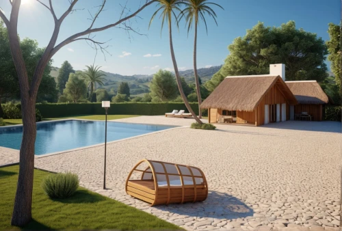 pool house,3d rendering,dug-out pool,landscape design sydney,landscape designers sydney,outdoor pool,wooden decking,render,summer house,thatch umbrellas,thatch roof,3d render,summer cottage,holiday villa,swim ring,corten steel,holiday home,3d rendered,artificial grass,garden design sydney,Photography,General,Realistic