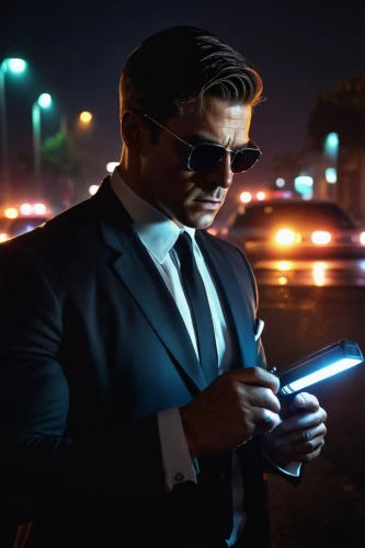 man holding gun and light,agent,superspy,detective,black businessman,spy,superagent,night administrator,nikkatsu,spy visual,investigator,comendador,inspecteur,dark suit,wesker,salaryman,commissario,cyber glasses,golgo,kaz,Art,Artistic Painting,Artistic Painting 30