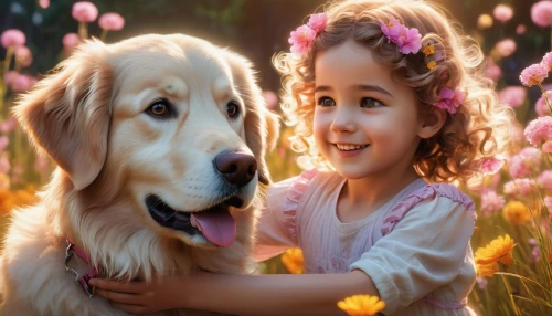 girl with dog,golden retriever,little boy and girl,children's background,boy and dog,love for animals,retriever,dog breed,golden retriver,tenderness,cute puppy,dog pure-breed,puppy pet,companion dog,little girl and mother,girl and boy outdoor,cute cartoon image,innocence,goldens,suri,Photography,Artistic Photography,Artistic Photography 07
