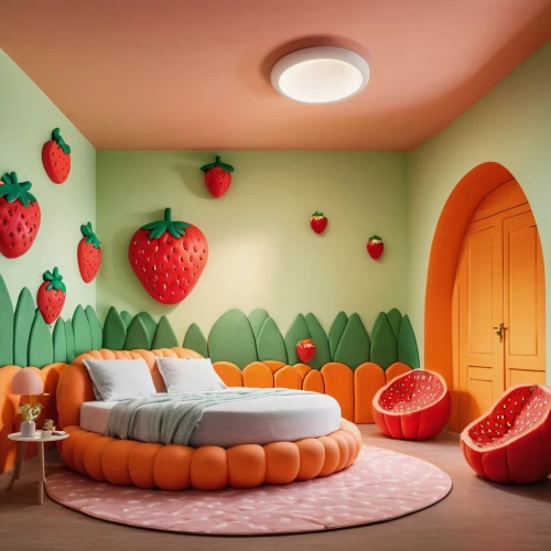 children's bedroom,kids room,children's room,nursery decoration,the little girl's room,baby room,children's interior,playrooms,nursery,great room,kidspace,wall decoration,sleeping room,boy's room picture,watermelon painting,quarto,playing room,strawberry tree,danish room,guestroom,Photography,General,Realistic