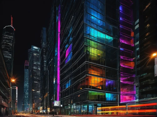 colored lights,colorful light,colorful city,dubia,largest hotel in dubai,light paint,guangzhou,dubai,dubai marina,light art,pc tower,futuristic architecture,toronto city hall,cybercity,glass building,technicolour,united arab emirates,difc,colorful facade,tallest hotel dubai,Illustration,Abstract Fantasy,Abstract Fantasy 18