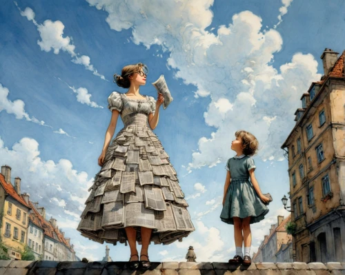 world digital painting,follieri,photorealist,heatherley,donsky,parisiennes,surrealism,rockwell,dossi,girl in a long dress,jasinski,photo painting,miniaturist,girl with bread-and-butter,woman hanging clothes,promenade,little girl in wind,girl in a historic way,delvaux,photomanipulation,Illustration,Paper based,Paper Based 29