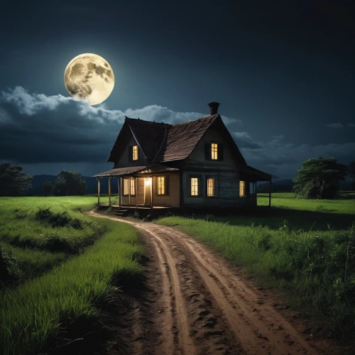 moonlit night,lonely house,full moon,moonlighted,moonlit,moon photography,moonshine,dreamhouse,home landscape,moonstruck,moonshadow,witch house,beautiful home,moonlight,moon at night,haunted house,super moon,moondance,house silhouette,little house,Photography,General,Realistic