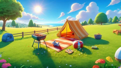 tearaway,cartoon video game background,picnic,glamping,camping,picnicking,igloos,3d background,children's background,campsites,meadow play,camping tipi,picnicked,home landscape,idyllic,landscape background,thatgamecompany,android game,acpc,picnic basket