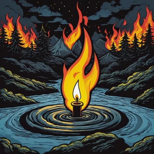 the eternal flame,fire and water,campfire,lake of fire,fire background,pyromania,woodring,firewater,campfires,firesign,cauldron,november fire,fire bowl,fire ring,burning torch,wildfire,fire siren,fire land,fire in the mountains,cauldrons,Illustration,Black and White,Black and White 18