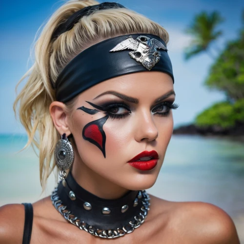 face paint,maori,warrior woman,polynesian girl,red lips,harley,warpaint,polynesian,queen of hearts,neon makeup,perrie,tattoo girl,pirate,derivable,female warrior,tribal masks,face painting,makeup artist,body painting,red lipstick,Conceptual Art,Fantasy,Fantasy 04
