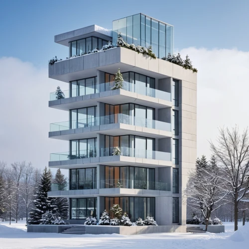 residential tower,penthouses,appartment building,modern house,inmobiliaria,3d rendering,apartment building,modern architecture,condominia,sky apartment,winter house,modern building,residential building,cubic house,escala,glass facade,revit,condos,multistorey,immobilier,Photography,General,Realistic