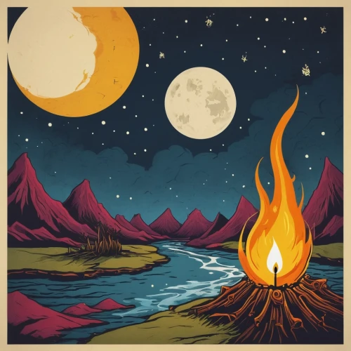 campfire,campfires,fire planet,fire mountain,the night of kupala,firelight,fire background,fire in the mountains,flammarion,fireheart,life stage icon,scorched earth,pyre,camp fire,brushfires,firestorms,wildfire,fire land,november fire,firesign,Illustration,American Style,American Style 11