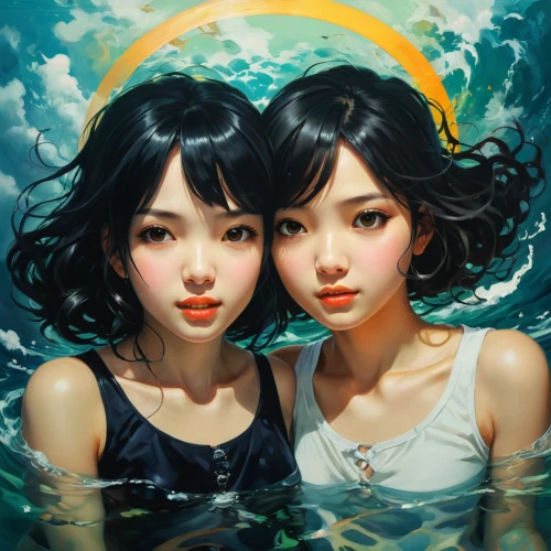 underwater background,mermaids,kawaii people swimming,under water,watery heart,underwater,asiaticas,oceanica,two girls,ocean,sea water,under the water,two fish,sirens,water lotus,tidal wave,water pearls,japanese waves,underwater world,geishas,Conceptual Art,Fantasy,Fantasy 19