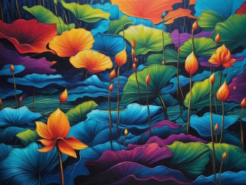 flower painting,flower art,floral background,tropical floral background,flower fabric,colorful background,flower background,colorful flowers,lotuses,tropical flowers,japanese floral background,tulip background,dubbeldam,splendor of flowers,tropical bloom,colorful floral,blanket of flowers,kimono fabric,flower carpet,flower wallpaper,Illustration,Realistic Fantasy,Realistic Fantasy 25