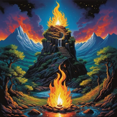 fire mountain,lava,fire in the mountains,volcanos,volcanic,krafla volcano,pyre,krakatoa,volcanism,eruption,pillar of fire,firefall,the volcano,pyromania,volcanic eruption,fire background,volcanoes,metavolcanic,campfire,vulcano,Illustration,Children,Children 01