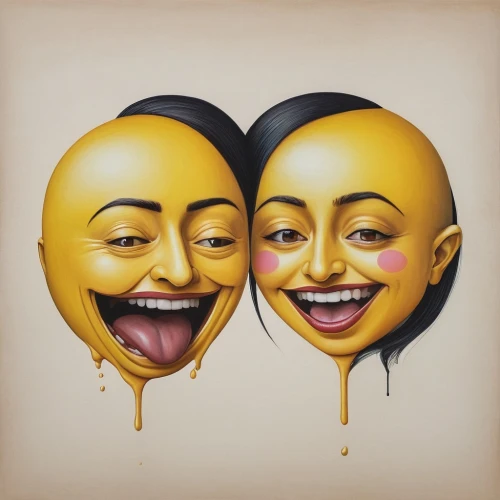 emoji balloons,comedy tragedy masks,emoticons,bananarama,emojicon,koons,egg yolks,emojis,smileys,emoji,ventriloquist,gold paint stroke,emoticon,ventriloquism,halloween masks,split personality,rankin,ventriloquists,bipolar,multicolor faces,Illustration,Realistic Fantasy,Realistic Fantasy 07