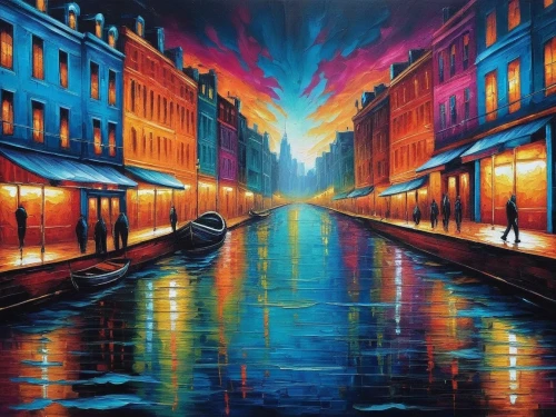 dubbeldam,oil painting on canvas,art painting,veneziani,grand canal,colorful city,italian painter,venecia,naviglio,milanetto,venetian,saintpetersburg,saint petersburg,st petersburg,night scene,venezia,veneziano,cannaregio,canals,venedig,Illustration,Realistic Fantasy,Realistic Fantasy 25