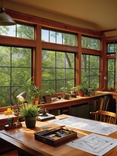 wooden windows,study room,sunroom,wood window,reading room,writing desk,home office,daylighting,home interior,breakfast room,forest workplace,modern office,working space,kitchen table,windows wallpaper,workspace,workspaces,desk,japanese-style room,desks,Illustration,American Style,American Style 02