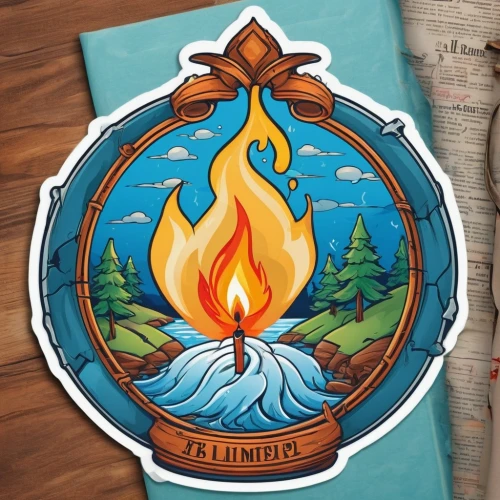 fire and water,inflammable,campfires,nautical banner,flammable,threadless,calfire,campfire,libris,camp fire,fire background,dauntless,filtrate,fire in the mountains,fire mountain,tintner,fire kite,flammability,pennants,five elements,Unique,Design,Sticker