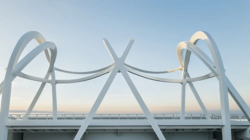 cable-stayed bridge,mabhida,calatrava,spaceframe,steel sculpture,united propeller,akashi-kaikyo bridge,futuristic architecture,the akashi-kaikyo bridge,wind turbine,roof structures,ravenel bridge,futuristic art museum,skybridge,sfai,public art,tongva,associati,sfo,offshore wind park,Photography,General,Realistic