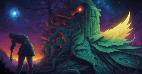 oxenhorn,fairy chimney,nidularium,nacht,travelers,samuil,fantasmas,fantasia,guardians,oscura,mushroom landscape,fairy forest,legendarium,nightstalkers,harbingers,cthulhu,sci fiction illustration,fantasy picture,koropeckyj,psychonauts,Illustration,Realistic Fantasy,Realistic Fantasy 25