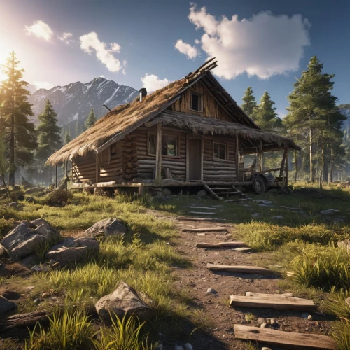 cryengine,enb,log cabin,oberland,wooden hut,log home,the cabin in the mountains,small cabin,mountain hut,cabane,sse,mountain settlement,rendalen,wooden house,alpine hut,urnov,wooden houses,home landscape,mountain huts,crytek,Photography,General,Realistic