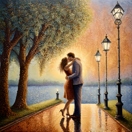 romantic scene,oil painting on canvas,promenade,dancing couple,romantic portrait,oil painting,romantica,loving couple sunrise,young couple,argentinian tango,romanza,art painting,photo painting,vintage couple silhouette,walking in the rain,romantic night,amants,donsky,romancing,night scene