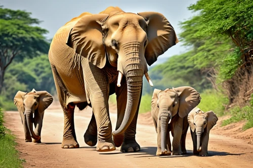 elephant herd,african elephants,african elephant,tuskers,wild animals crossing,elephant tusks,african bush elephant,elephants,baby elephants,tsavo,luangwa,cartoon elephants,elephant ride,amboseli,elephantmen,traffic queue,pachyderms,samburu,karangwa,family outing,Photography,General,Realistic
