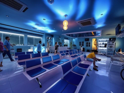 spaceship interior,blue room,hairdressing salon,fitness room,barber beauty shop,fitness center,ufo interior,salon,beauty salon,kidzania,beauty room,clubroom,lounges,peoplemover,fitness facility,innoventions,gymnastics room,engine room,sky space concept,nightclub,Photography,General,Realistic