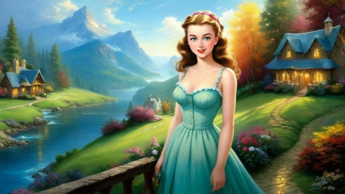 dorthy,fantasy picture,fairy tale character,princess anna,princess sofia,margaery,cinderella,fantasy art,anarkali,belle,girl in a long dress,fairyland,disneyfied,cendrillon,landscape background,margairaz,faires,celtic woman,maureen o'hara - female,storybook character