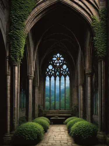 cartoon video game background,rivendell,hall of the fallen,forest chapel,cloisters,doorways,nargothrond,windows wallpaper,archways,cloister,dandelion hall,briarcliff,hogwarts,cathedrals,moss landscape,hammerbeam,the threshold of the house,haunted cathedral,cloistered,alcove,Art,Artistic Painting,Artistic Painting 02
