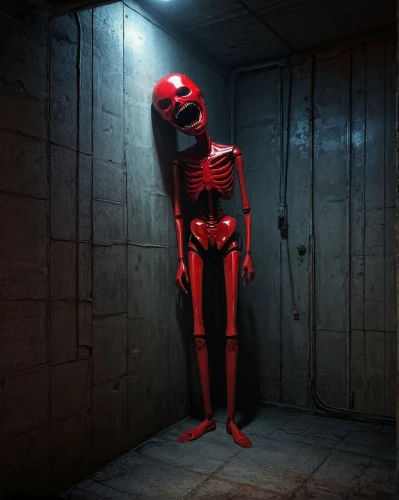 creepy doorway,3d render,zentai,3d rendered,confinement,animatronic,undertail,a wax dummy,hallway,lenderman,3d model,endoskeleton,doorkeeper,skelly,skeletal,skeleton,sackman,catacomb,sfm,savini