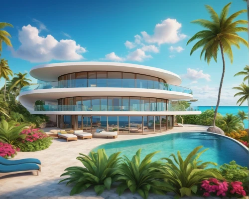 tropical house,holiday villa,luxury property,beachfront,dreamhouse,oceanfront,luxury home,beach house,pool house,tropical island,paradisus,3d rendering,dunes house,beach resort,holiday complex,floating island,seasteading,florida home,seaside resort,beachhouse,Art,Artistic Painting,Artistic Painting 36