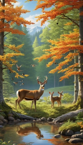 deer illustration,autumn background,autumn forest,nature background,hunting scene,forest background,forest landscape,forest animals,european deer,autumn landscape,deer,fall animals,autumn idyll,elk,nature wallpaper,landscape background,autumn theme,fall landscape,fantasy picture,deer drawing,Photography,General,Realistic
