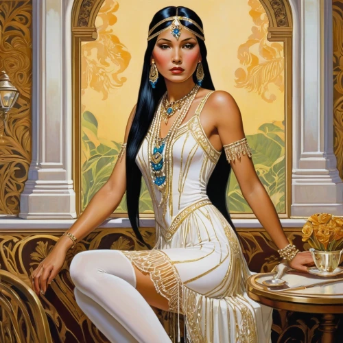 ancient egyptian girl,cleopatra,wadjet,asherah,hathor,nefertari,nephthys,neith,persia,tretchikoff,estess,inanna,theodora,eldena,orientalist,pharaonic,ancient egyptian,egyptian,sheherazade,neferhotep,Illustration,American Style,American Style 07