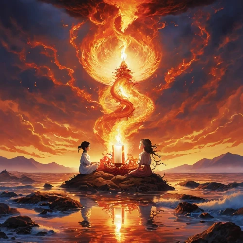 fire background,pillar of fire,fire and water,dragon fire,flame of fire,five elements,fire heart,burning torch,fire dance,eruption,lake of fire,elemental,flame spirit,fire planet,fire mountain,burning earth,dancing flames,ring of fire,samuil,firefall,Illustration,Abstract Fantasy,Abstract Fantasy 11