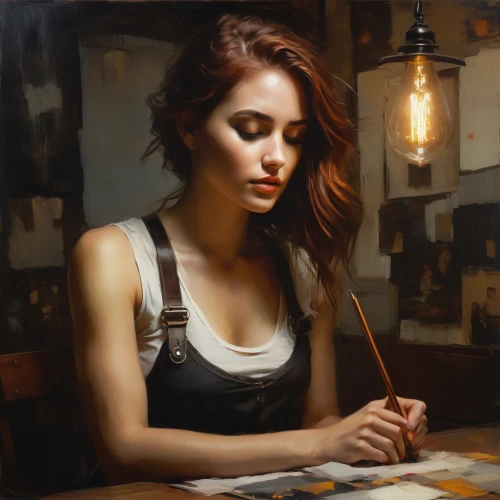 heatherley,girl in the kitchen,donsky,woman at cafe,girl studying,girl with bread-and-butter,oil painting,chess player,italian painter,nestruev,oil painting on canvas,painter,jasinski,girl portrait,mignot,young woman,simkins,meticulous painting,jeanneney,pintor,Conceptual Art,Oil color,Oil Color 11