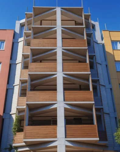 block balcony,multistorey,wooden facade,sky apartment,cubic house,apartment building,balconies,folding roof,residential tower,multi-story structure,quadruplex,inmobiliaria,facade panels,timbering,frame house,multifamily,multistory,apartment block,residential building,an apartment,Photography,General,Realistic