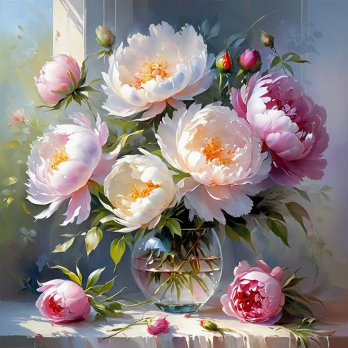 peonies,peony,flower painting,peony bouquet,pink peony,peony pink,common peony,splendor of flowers,peony frame,roses daisies,flower art,margriet,paeonia,camelliers,white tulips,blooming roses,zuoying,dmitriev,japanese anemone,pink daisies,Conceptual Art,Oil color,Oil Color 03
